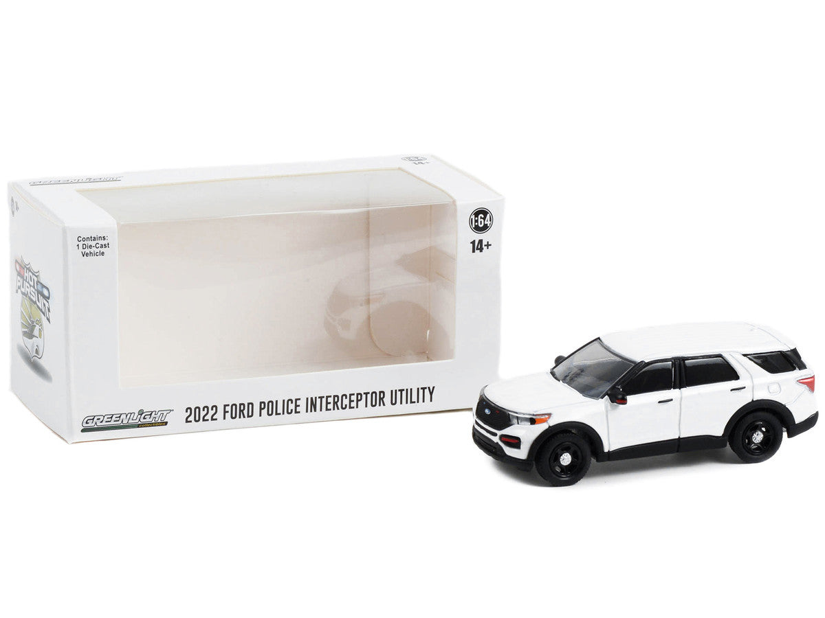 2022 Ford Police Interceptor Utility White "Hot Pursuit" "Hobby Exclusive" Series 1/64 Diecast Model Car by Greenlight-2