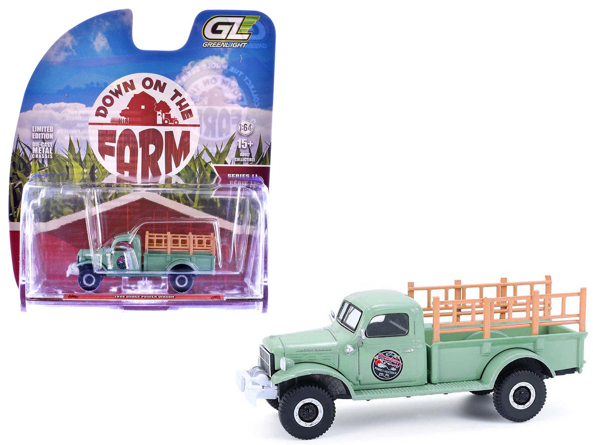 1946 Dodge Power Wagon Pickup Truck "Strawberry Farm" Green "Down on the Farm" Series 11 1/64 Diecast Model by Greenlight-4