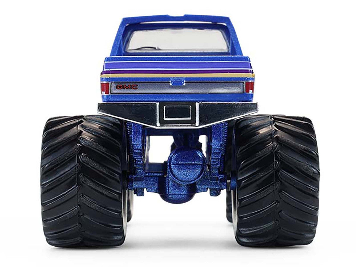 1982 GMC Sierra 2500 Monster Truck "Moonshiner!" Blue Metallic with Stripes "Kings of Crunch" Series 16 1/64 Diecast Model Car by Greenlight-3