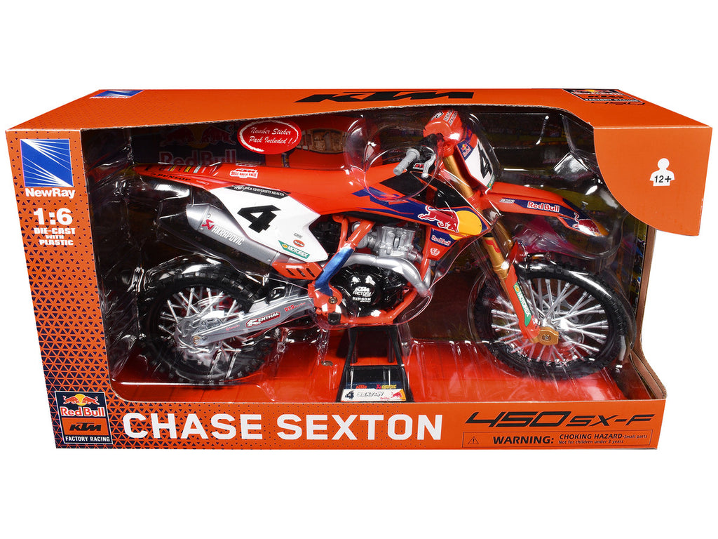KTM 450 SX-F #4 Chase Sexton "Red Bull KTM Factory Racing" Supercross 1/6 Diecast Model by New Ray-2