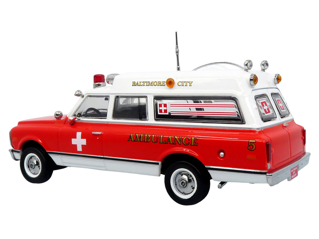 1969 Chevrolet C-10 Ambulance "Baltimore City Fire Department" White and Red "5 Alarm" Series Limited Edition 1/50 Diecast Model by Iconic Replicas-3