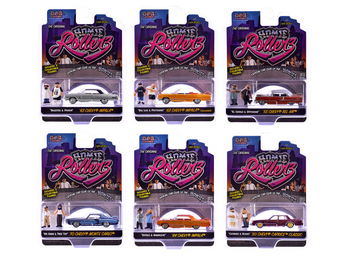 "Homie Rollerz" 2025 Series 1 Set of 6 Pieces Diecast Model Cars by Greenlight and DGA-0