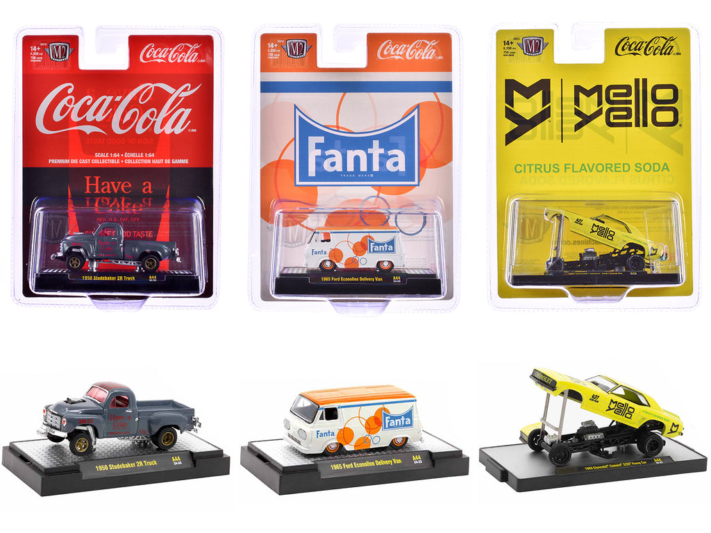 "Sodas" Set of 3 pieces Release 44 Limited Edition to 8250 pieces Worldwide 1/64 Diecast Model Cars by M2 Machines
