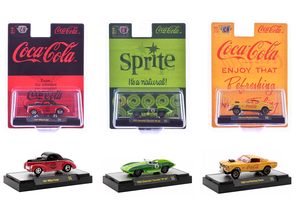 "Sodas" Set of 3 pieces Release 50 Limited Edition to 10000 pieces Worldwide 1/64 Diecast Model Cars by M2 Machines
