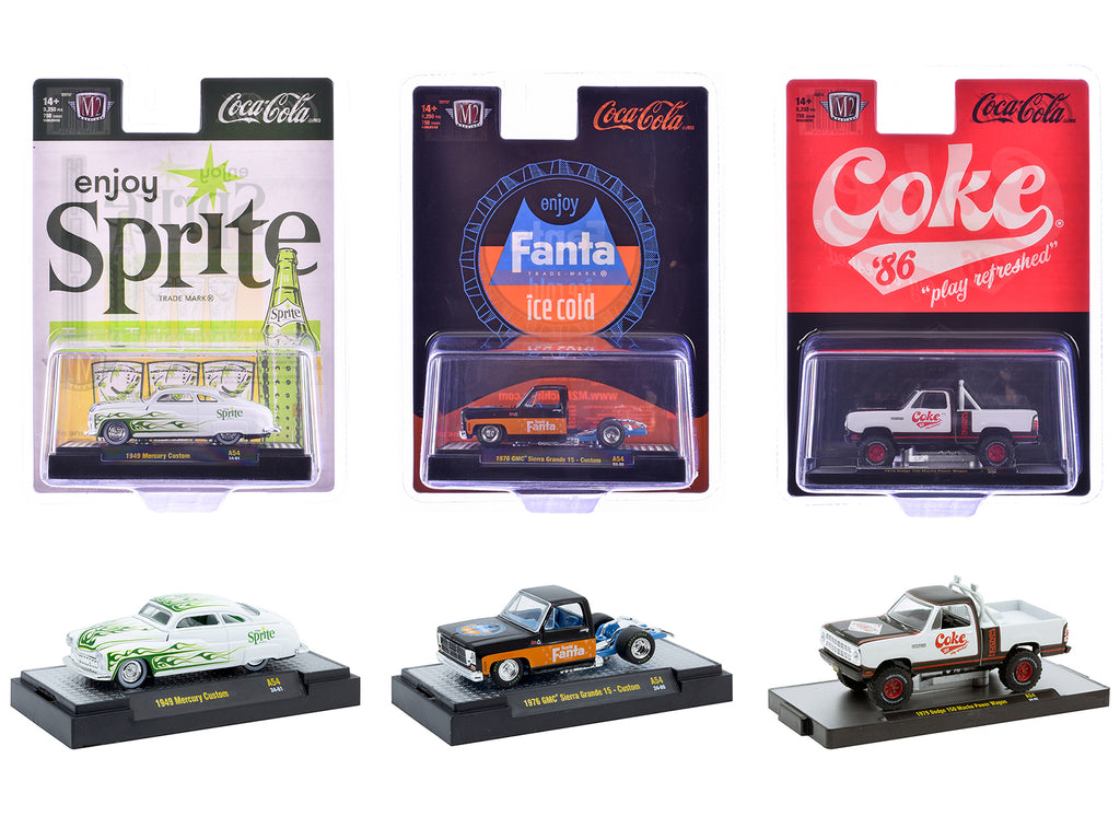 "Sodas" Set of 3 pieces Release 54 Limited Edition to 10000 pieces Worldwide 1/64 Diecast Model Cars by M2 Machines