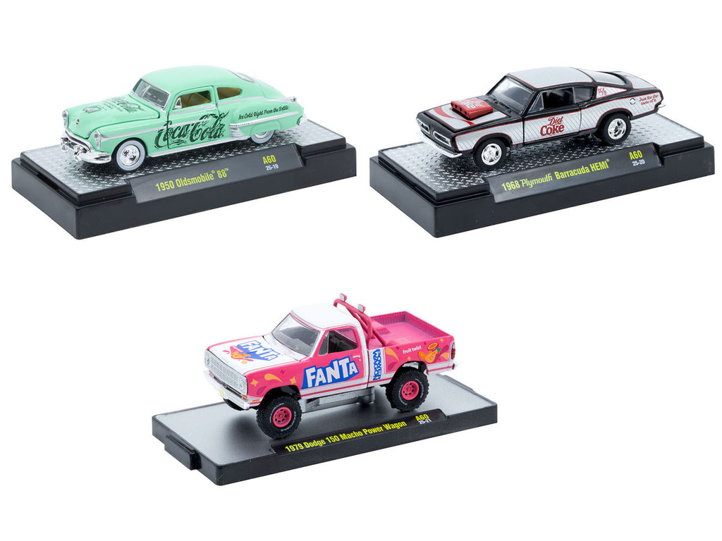 "Sodas" Set of 3 pieces Release 60 Limited Edition to 10000 pieces Worldwide 1/64 Diecast Model Cars by M2 Machines-1