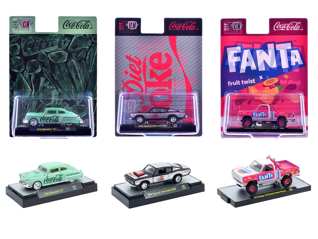 "Sodas" Set of 3 pieces Release 60 Limited Edition to 10000 pieces Worldwide 1/64 Diecast Model Cars by M2 Machines-0