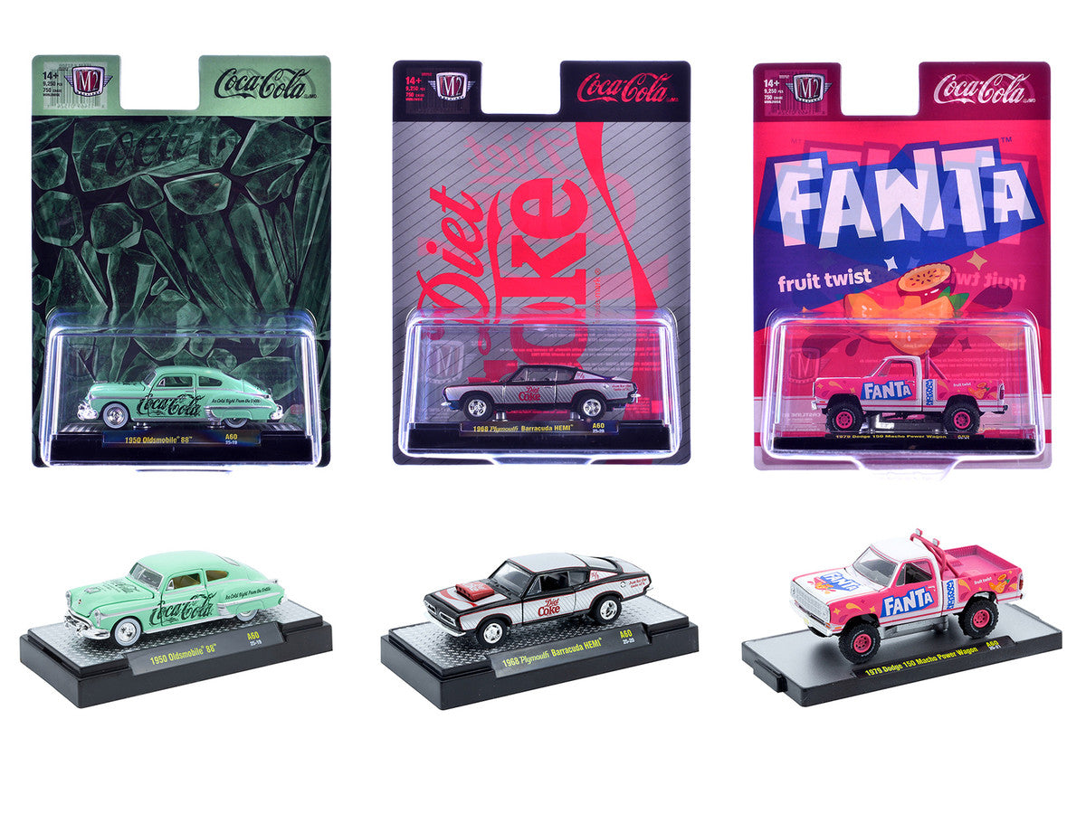 "Sodas" Set of 3 pieces Release 60 Limited Edition to 10000 pieces Worldwide 1/64 Diecast Model Cars by M2 Machines-0