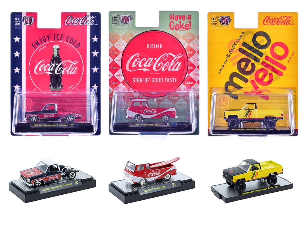 "Sodas" Set of 3 pieces Release 61 Limited Edition to 10000 pieces Worldwide 1/64 Diecast Model Cars by M2 Machines