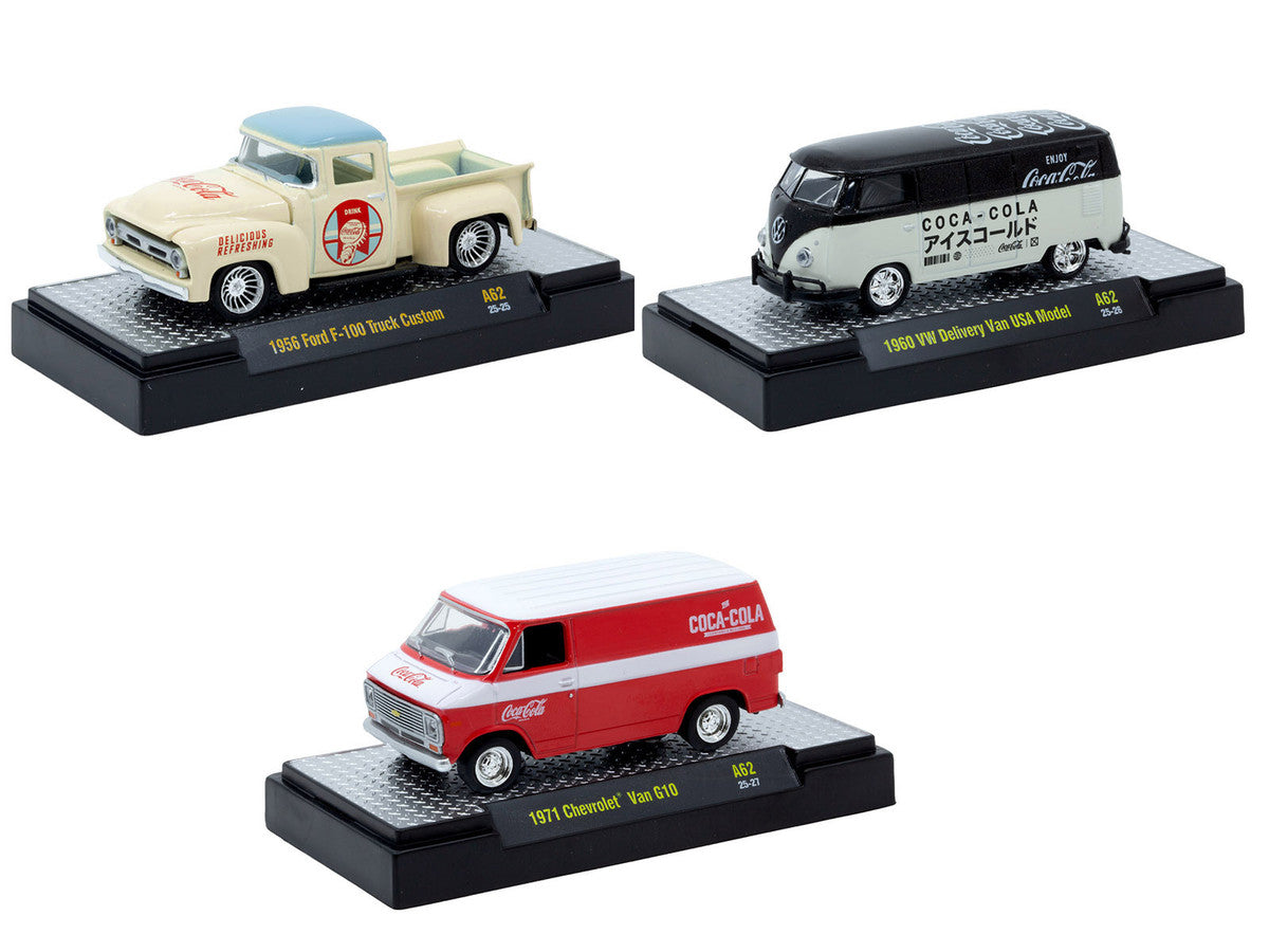 "Coca-Cola" Set of 3 pieces Release 62 Limited Edition to 8000 pieces Worldwide 1/64 Diecast Model Cars by M2 Machines-3