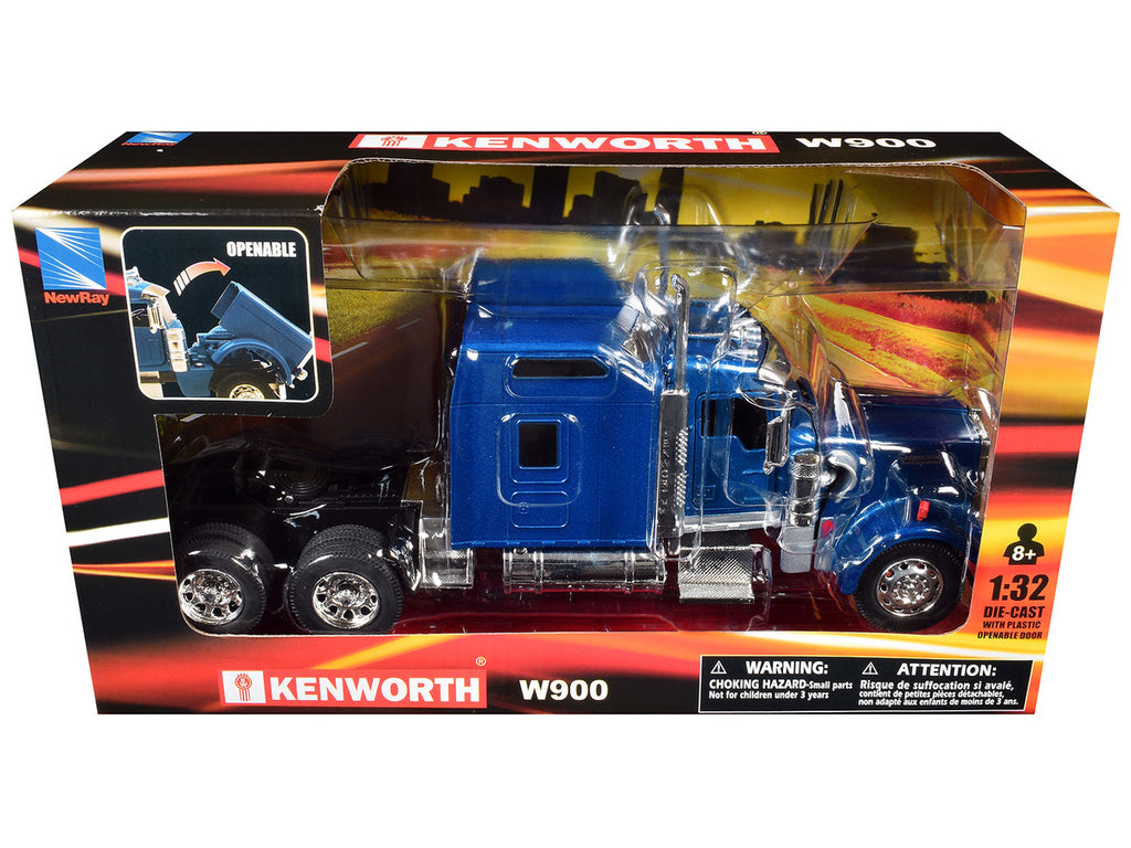 Kenworth W900 Truck Tractor Blue Metallic 1/32 Diecast Model by New Ray-1