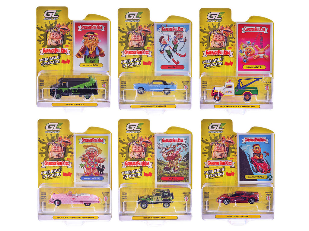 "Garbage Pail Kids" Series #8 Set of 6 pieces 1/64 Diecast Models by Greenlight-0