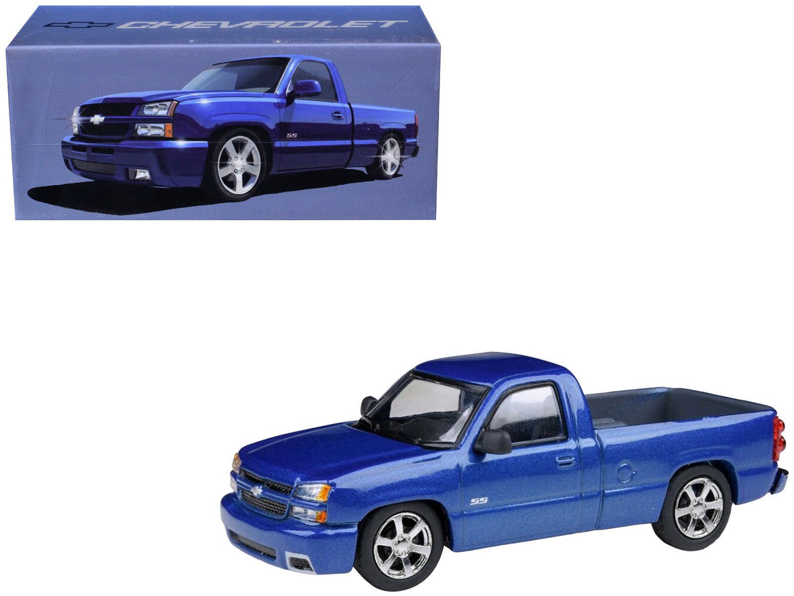 2006 Chevrolet Silverado 'Cateye' Pickup Truck Ming Blue Metallic 1/64 Diecast Model Car by Paragon