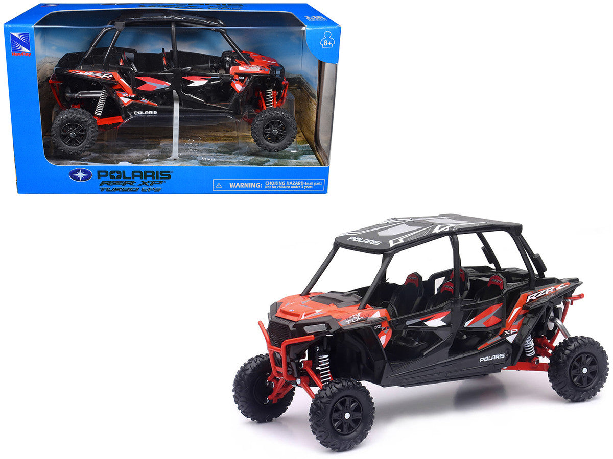 Polaris RZR XP 4 Turbo EPS Sport UTV Spectra Orange with Graphics and Black Top 1/18 Diecast Model by New Ray-2