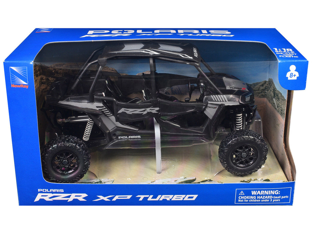 Polaris RZR XP 4 Turbo EPS Sport UTV Onyx Black with Gray Graphics 1/18 Diecast Model by New Ray-1