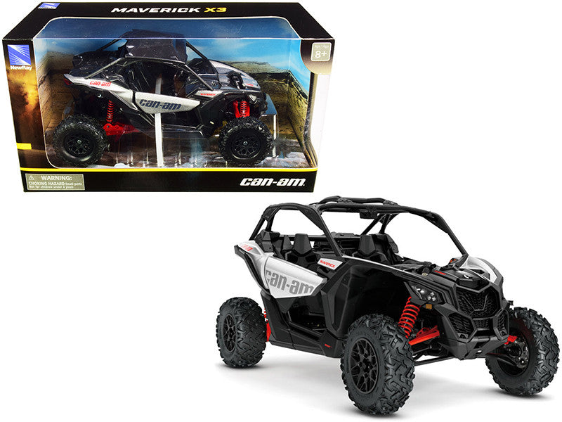 CAN-AM Maverick X3 ATV Hyper Silver and Red 1/18 Diecast Model by New Ray-0