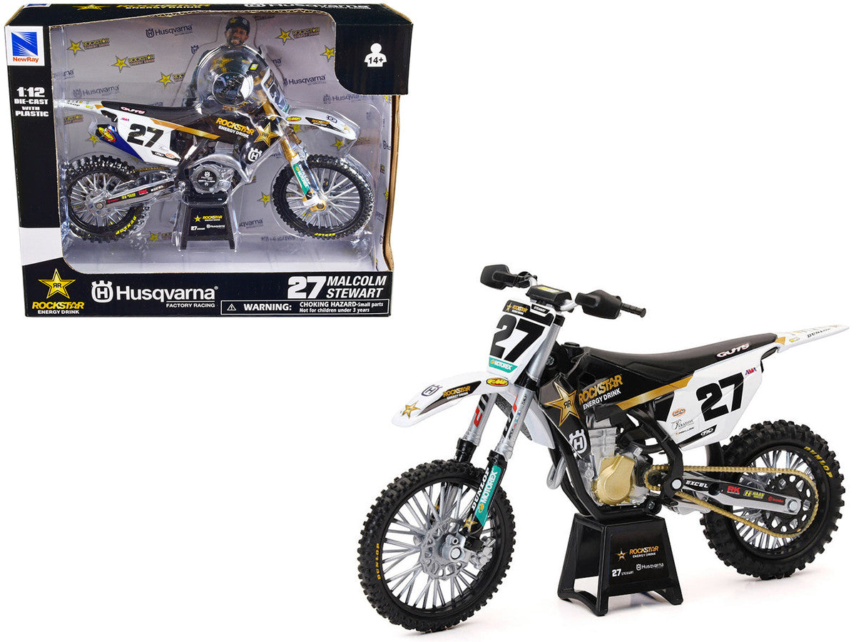 Husqvarna FC450 Motorcycle #27 Malcolm Stewart "Rockstar Energy Drink" 1/12 Diecast Model by New Ray-2