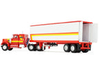 White Western Star 4900 with 36" Vintage Flat Top Sleeper and Wilson 40' Vintage Refridgerated Trailer Red and White with Stripes 1/64 Diecast Model by DCP/First Gear-2
