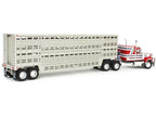 Mack Super-Liner with 60" Flat Top Sleeper and 45' Wilson Vintage Livestock Trailer Red with White and Gray Stripes 1/64 Diecast Model by DCP/First Gear-2