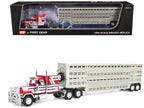 Mack Super-Liner with 60" Flat Top Sleeper and 45' Wilson Vintage Livestock Trailer Red with White and Gray Stripes 1/64 Diecast Model by DCP/First Gear-0