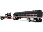 Kenworth W900A with 60" Aerodyne Sleeper and 53’ Wilson Roadbrute Flatbed Trailer with Covered Wagon Black with Red Stripes 1/64 Diecast Model by DCP/First Gear-1