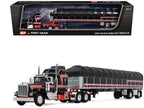 Kenworth W900A with 60" Aerodyne Sleeper and 53’ Wilson Roadbrute Flatbed Trailer with Covered Wagon Black with Red Stripes 1/64 Diecast Model by DCP/First Gear-3