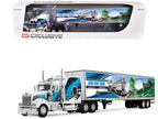 Kenworth W900L with 86" Studio Sleeper and 53' Utility Trailer with Skirts "Walinga" White with Blue Graphics 1/64 Diecast Model by DCP/First Gear-2