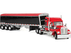 Kenworth W990 with 76" Mid-Roof Sleeper and Lode King Distinction Hopper Trailer Red and Black 1/64 Diecast Model by DCP/First Gear-3