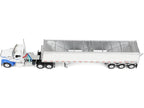 Kenworth W990 Day Cab and Lode King Distinction Hopper Trailer White and Blue 1/64 Diecast Model by DCP/First Gear-0