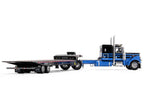 Peterbilt 389 with 48" Flat Top Sleeper and Landoll 440B-50CA Traveling Axle Trailer Black with Blue Stripes 1/64 Diecast Model by DCP/First Gear-3