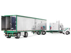 Peterbilt 389 with 63" Mid-Roof Sleeper and 53' Utility Trailer White with Green Stripes 1/64 Diecast Model by DCP/First Gear-3
