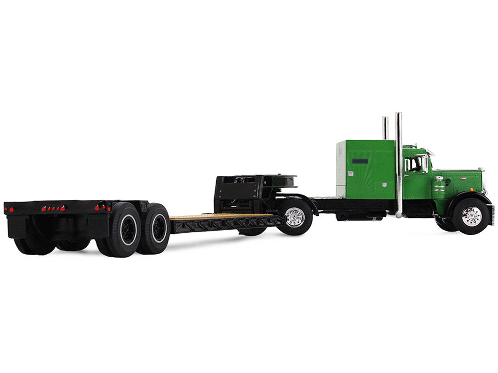 Peterbilt 351 with 60" Vintage Sleeper and Rogers Vintage Lowboy Trailer Green with Black Trailer 1/64 Diecast Model by DCP/First Gear-2