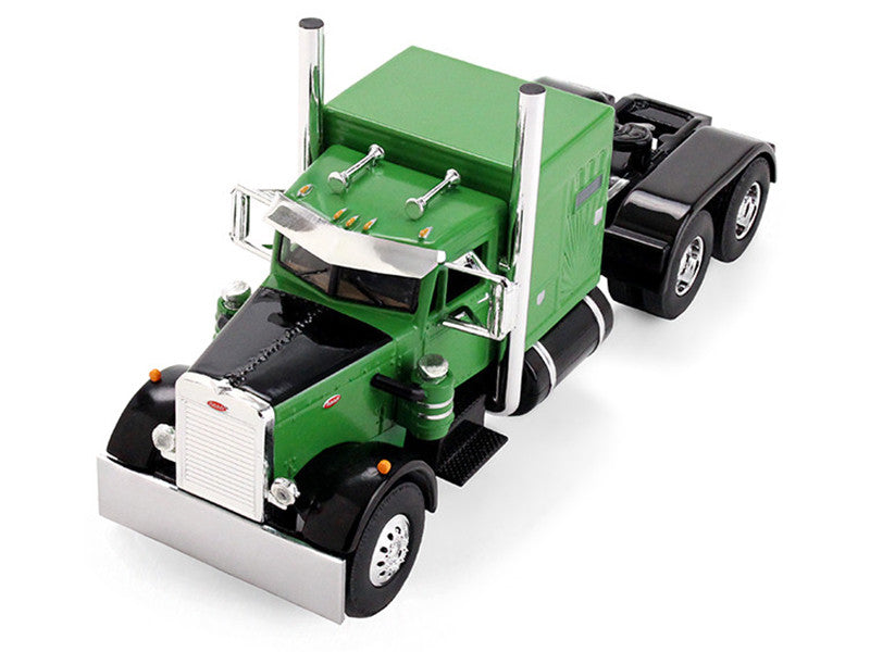 Peterbilt 351 with 60" Vintage Sleeper and Rogers Vintage Lowboy Trailer Green with Black Trailer 1/64 Diecast Model by DCP/First Gear-3
