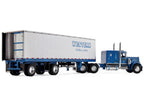 Peterbilt 351 with 63" Flat Top Sleeper and 40' Vintage Trailer with Reefer "Western Distributing" Blue Metallic and White 1/64 Diecast Model by DCP/First Gear-1