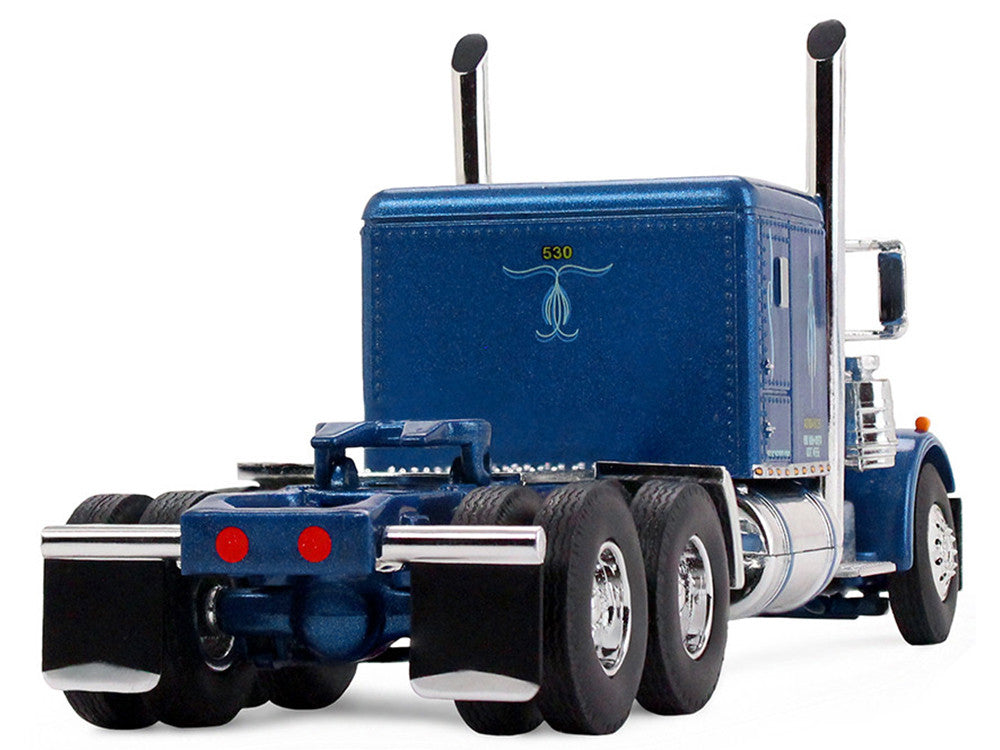 Peterbilt 351 with 63" Flat Top Sleeper and 40' Vintage Trailer with Reefer "Western Distributing" Blue Metallic and White 1/64 Diecast Model by DCP/First Gear-2