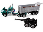 Kenworth W900A Day Cab with 22' Dual End Dump Trailers Turquoise with White Stripes 1/64 Diecast Model by DCP/First Gear-2