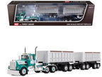 Kenworth W900A Day Cab with 22' Dual End Dump Trailers Turquoise with White Stripes 1/64 Diecast Model by DCP/First Gear-3