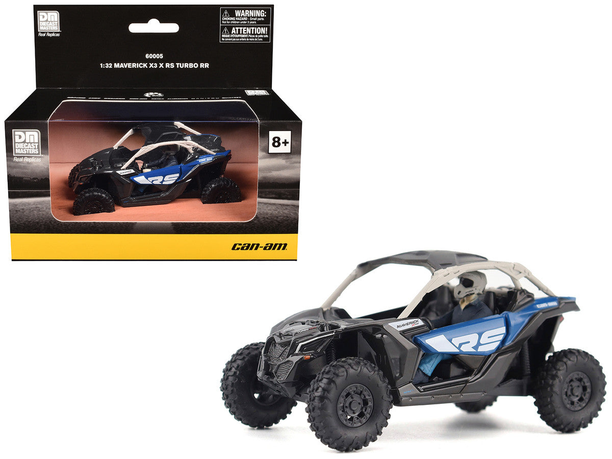 Can-Am Maverick X3 X RS Turbo RR Intense Blue and Chalk Gray with Driver Figure 1/32 Diecast Model by BRP Models-4