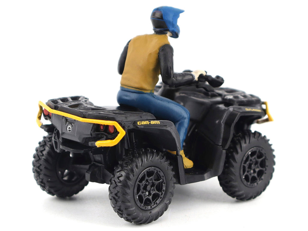 Can-Am Outlander XT-P 1000R ATV Iron Gray and Neo Yellow with Driver Figure 1/32 Diecast Model by BRP Models-2