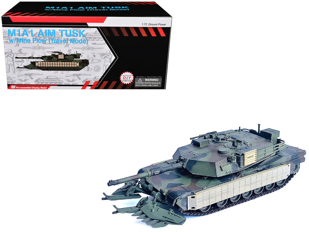 United States M1A1 AIM TUSK (Tank Urban Survival Kit) with Mine Plow (Travel Mode) "United States Marine Corps 8th Tank Battalion II MED Iraq" (2003) Green Camouflage "NEO Dragon Armor" Series 1/72 Plastic Model by Dragon Models-3