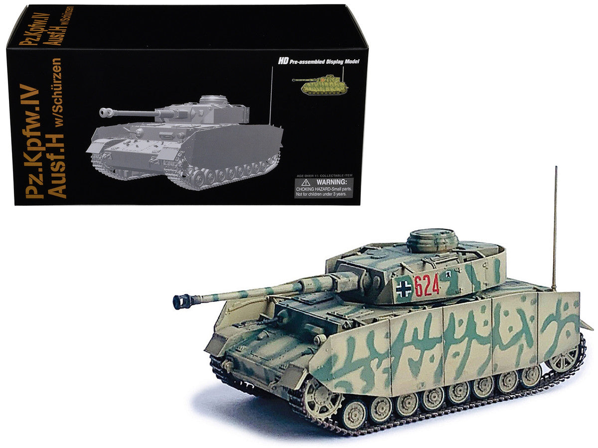 Germany Pz.Kpfw.IV Ausf.H with Schurzen Tank #624 "3.Pz.Div. Ukraine" (1943) "NEO Dragon Armor" Series 1/72 Plastic Model by Dragon Models-0
