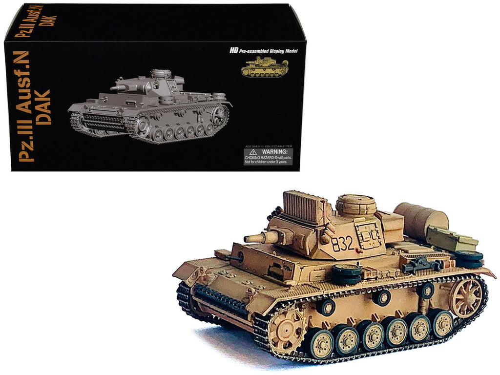 Germany Pz.Kpfw.III Ausf.N DAK Tank #832 "s.Pz.Abt.501 Tunisia" (1942/43) "NEO Dragon Armor" Series 1/72 Plastic Model by Dragon Models-0