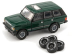Land Rover Range Rover Classic LSE RHD (Right Hand Drive) Green with Sunroof with Extra Wheels 1/64 Diecast Model Car by BM Creations-1