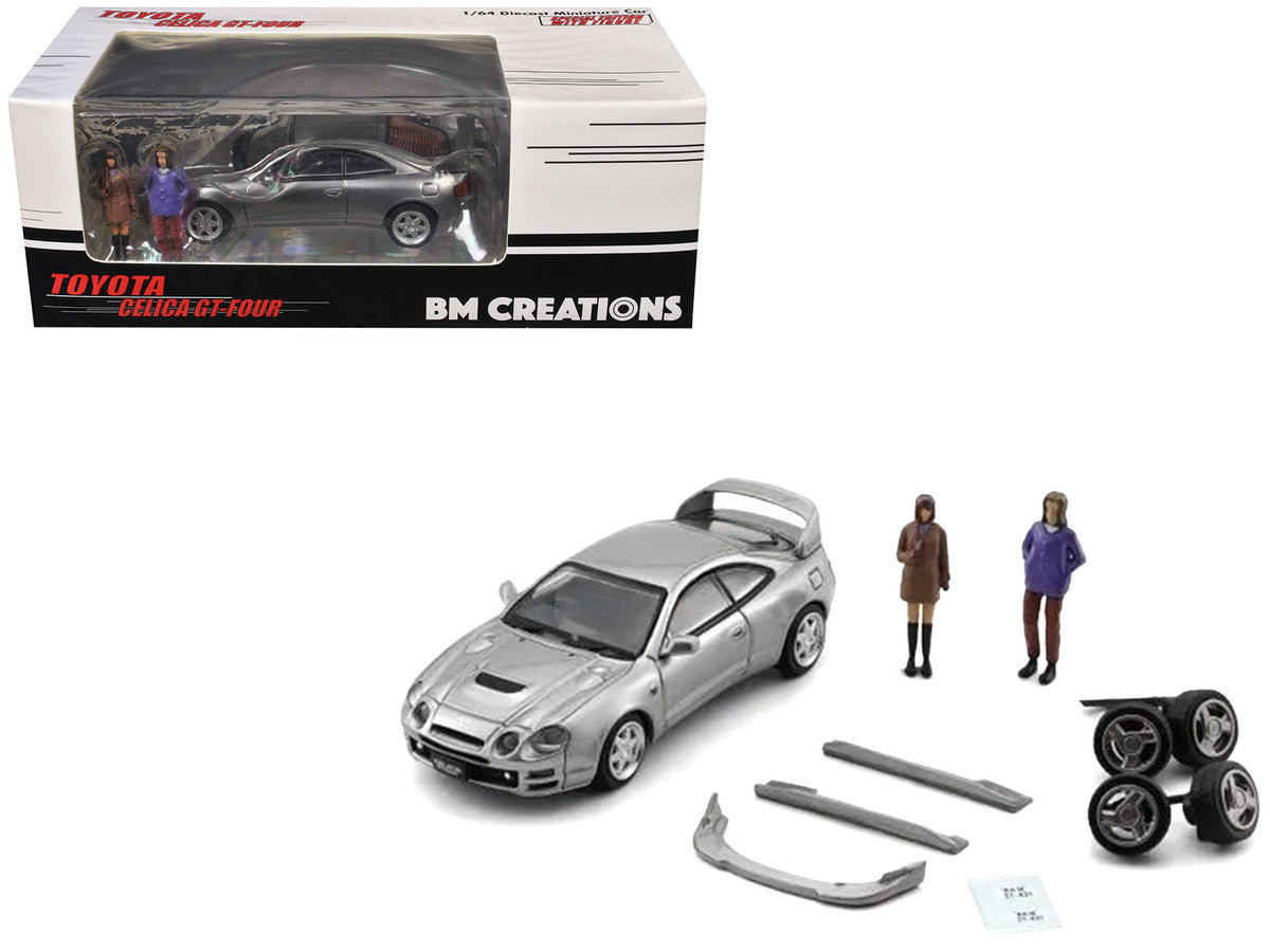 Toyota Celica GT-Four RHD (Right Hand Drive) ID Silver Metallic with 2 Figures and Accessories 1/64 Diecast Model Car by BM Creations-0