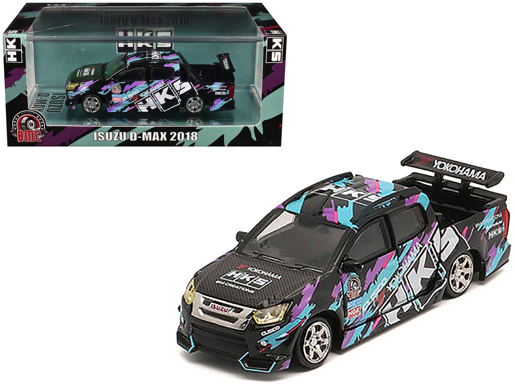 Isuzu D-Max Lowrider Pickup Truck RHD (Right Hand Drive) "HKS" Black with Graphics "Thailand Diecast Expo 2025" 1/64 Diecast Model Car by BM Creations-4