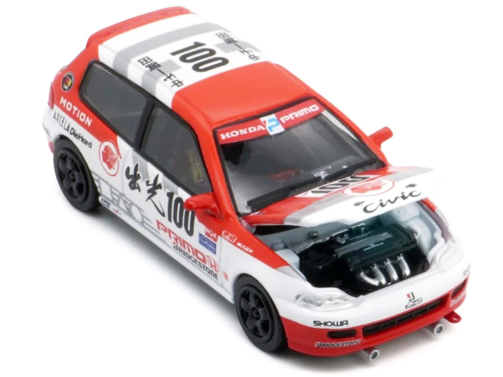 Honda Civic EG6 RHD (Right Hand Drive) #100 Osamu Nakako - Hideki Okada "Mugen Honda" "Japanese Touring Car Championship" (1993) 1/64 Diecast Model Car by BM Creations-1