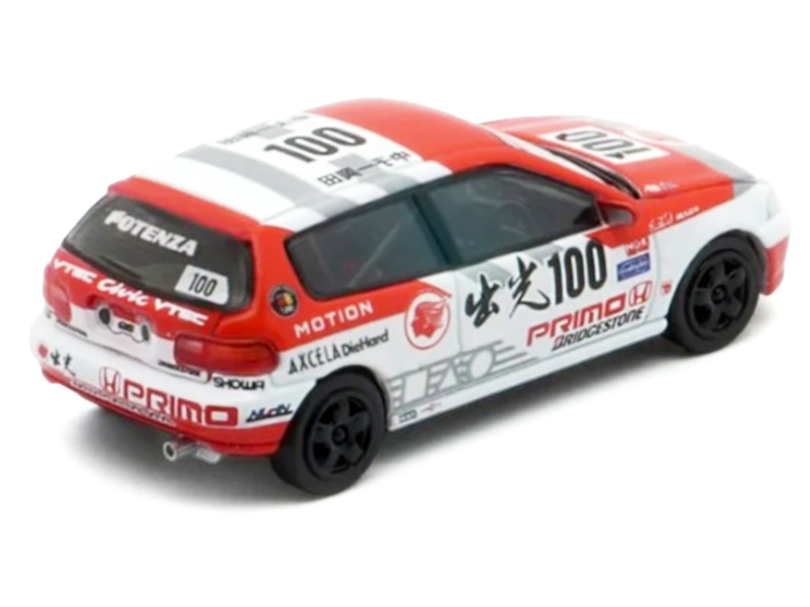 Honda Civic EG6 RHD (Right Hand Drive) #100 Osamu Nakako - Hideki Okada "Mugen Honda" "Japanese Touring Car Championship" (1993) 1/64 Diecast Model Car by BM Creations