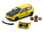 Honda Civic EG6 RHD (Right Hand Drive) Yellow with Carbon Hood with Alternates 1/64 Diecast Model Car by BM Creations-1