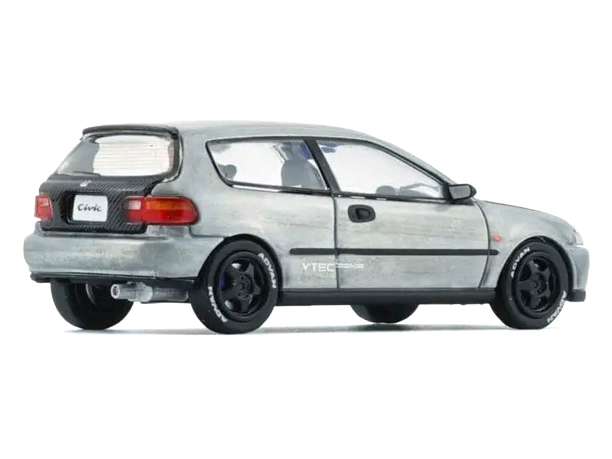 Honda Civic EG6 RHD (Right Hand Drive) Raw Metal with Carbon Hood with Alternates 1/64 Diecast Model Car by BM Creations-3
