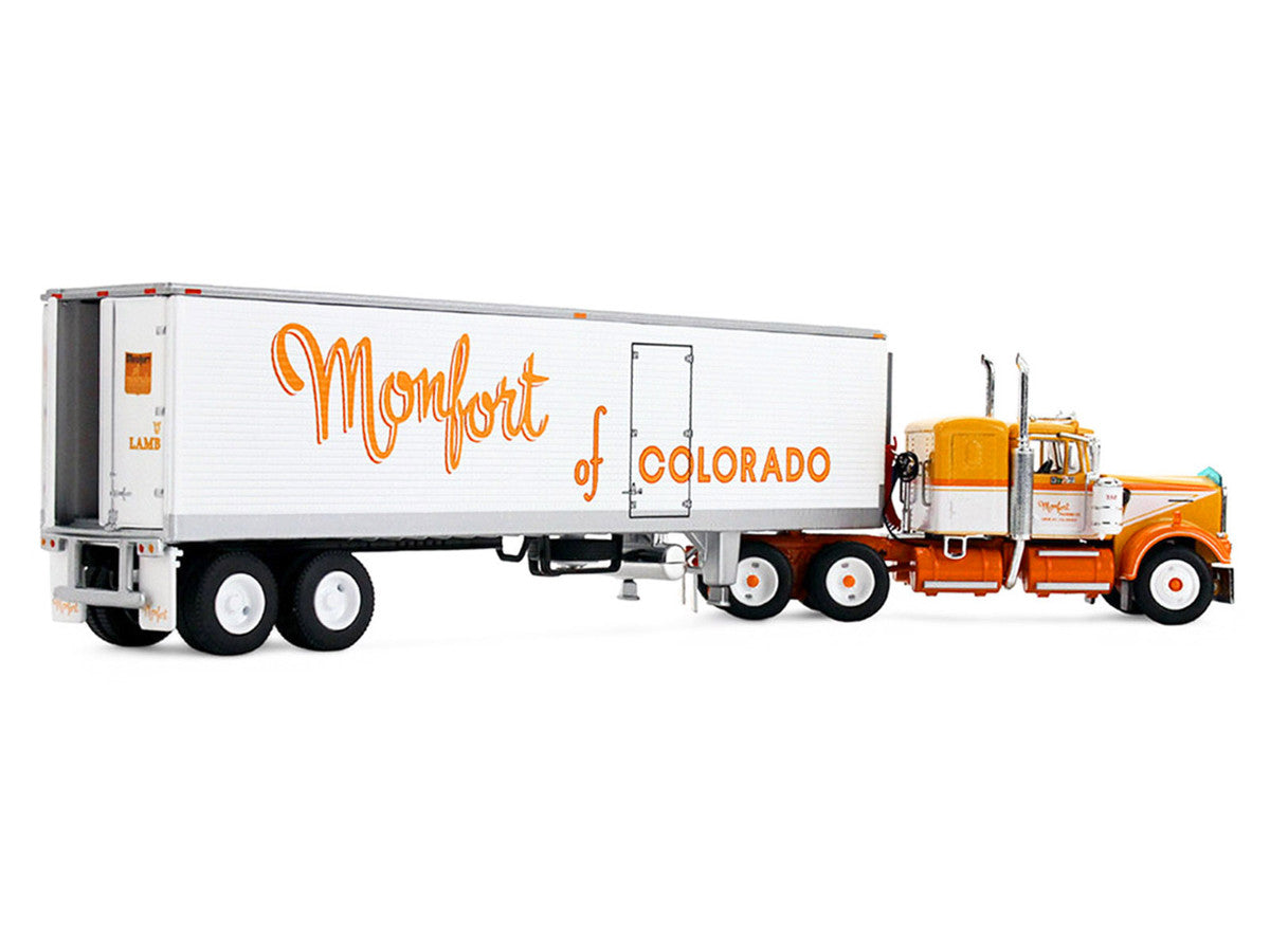 Kenworth W900A with 36" Sleeper and 40' Vintage Trailer with Reefer "Monfort of Colorado" Orange and White "Fallen Flag #50" 1/64 Diecast Model by DCP/First Gear-1